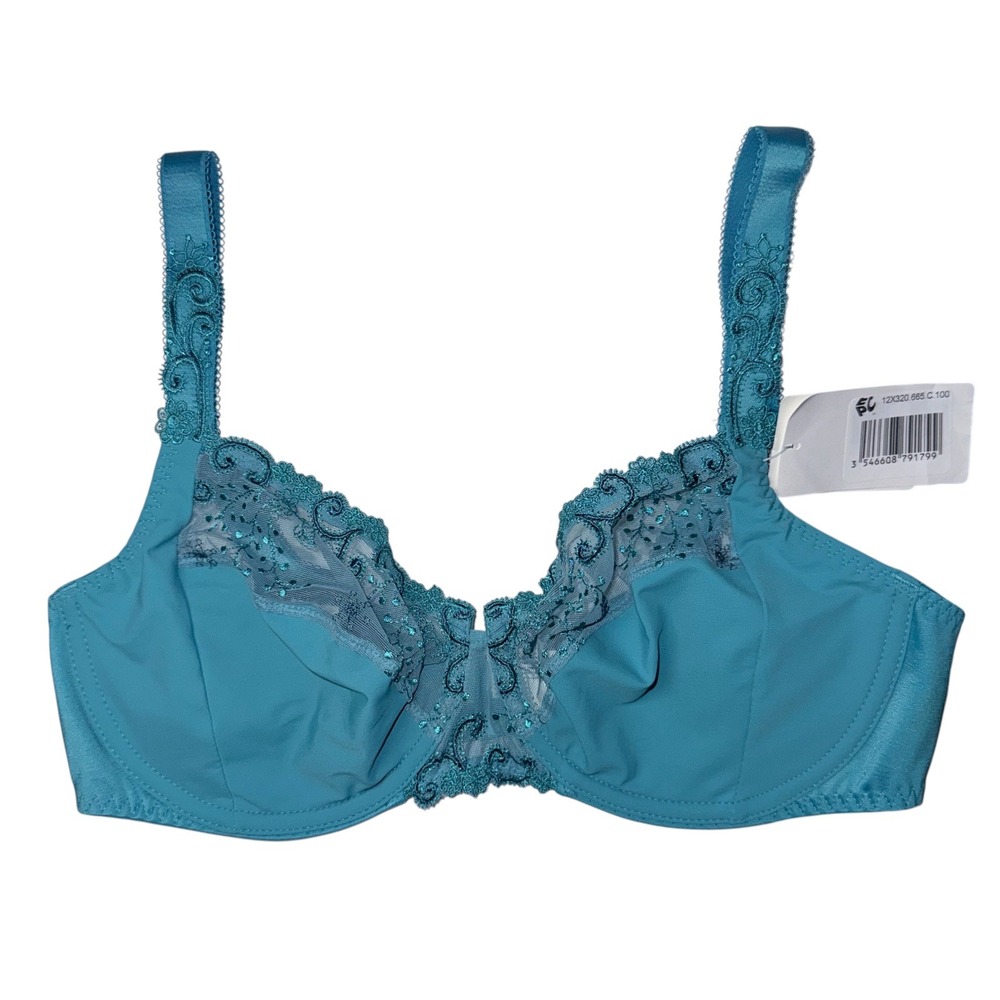 Simone Perele Womens 38C Lace Underwire Turquoise Blue Bra NWT